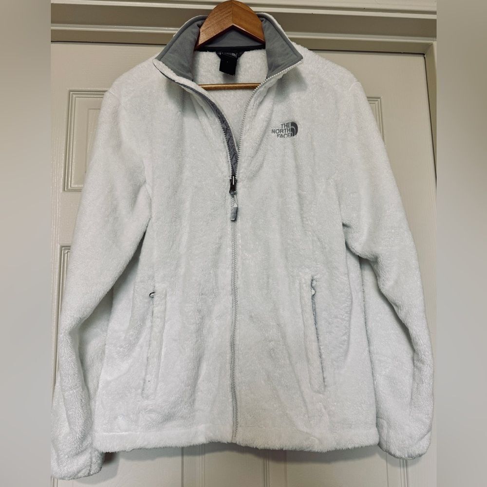 THE NORTH FACE Women's Osito Full Zip Fleece Jacket Light Grey& White Sz.L - Picture 2 of 9